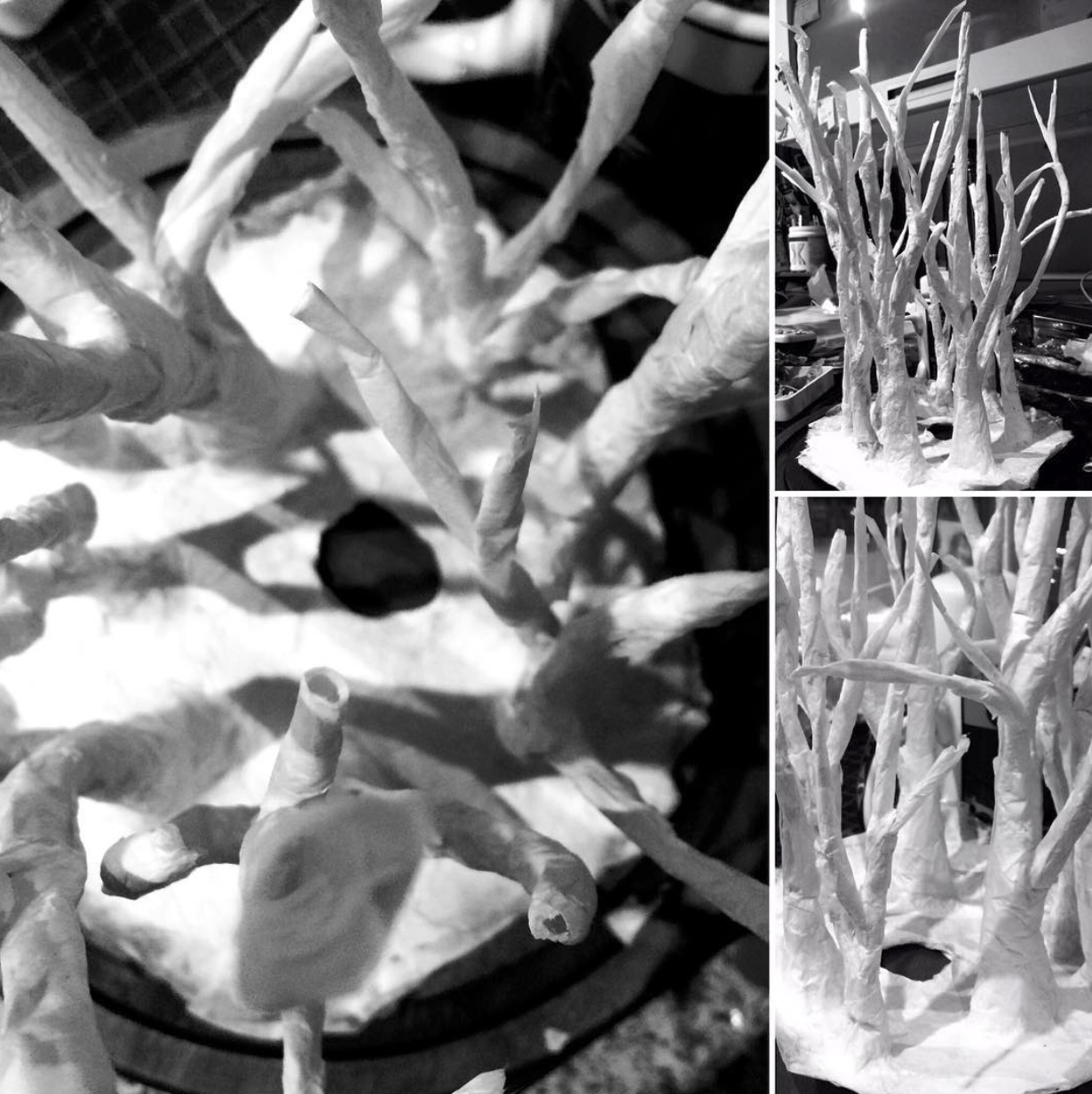 Proceso de creación en taller - Estructuras de papel y alambre